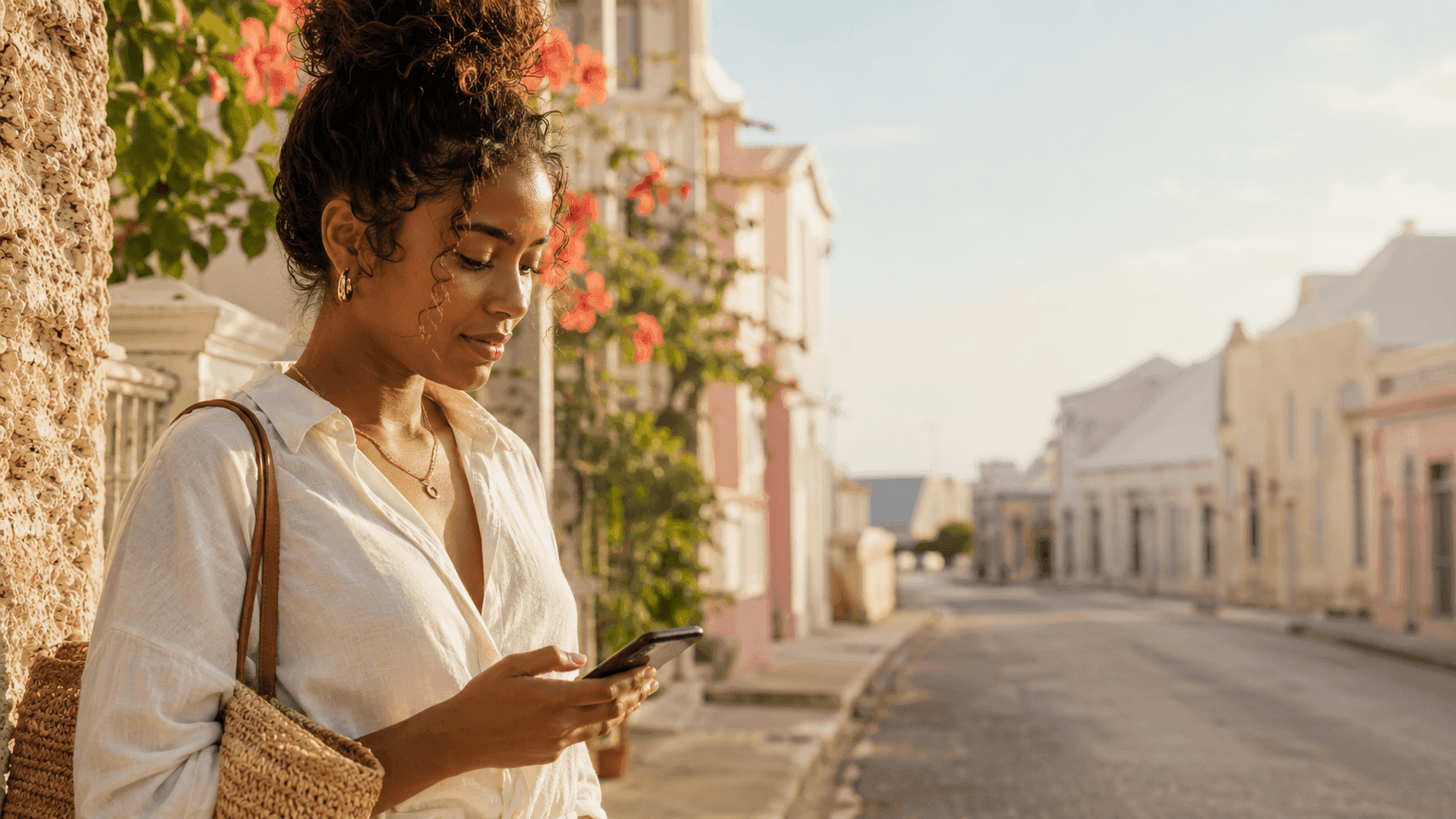 A woman in a Barbados neighbourhood