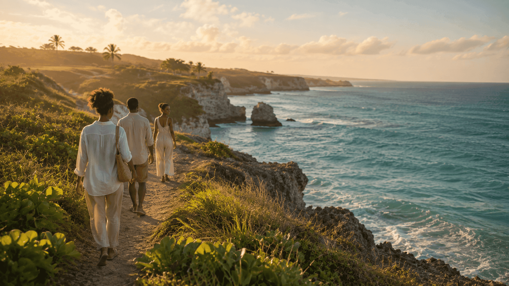 People exploring the Barbados coast